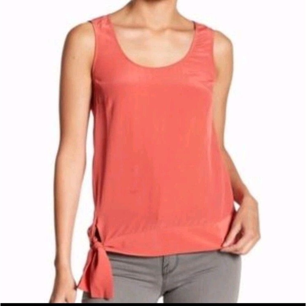 AllSaints 100% Silk Neely Tank Top Sleeveless Bottom Tie US 00 UK 2 Coral
